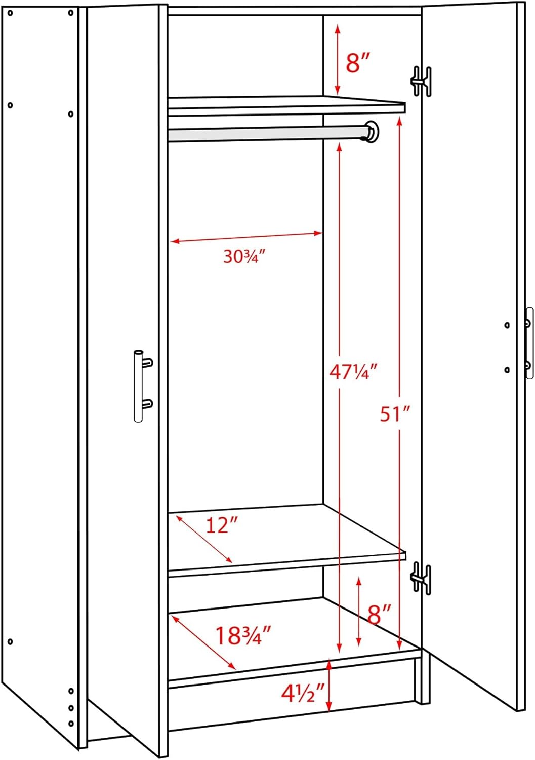 White Armoire Wardrobe with Hanging Rail Z913669