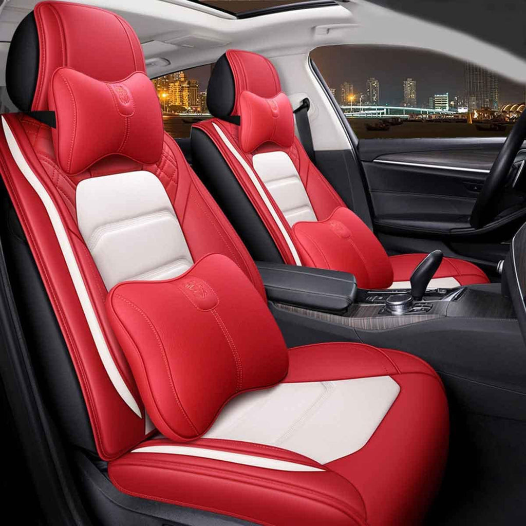 Blue&White Leather Car Seat Covers 5 Seats Full Set Z3765