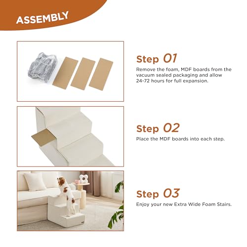 Grey 4-Steps Foldable Dog Stairs with Non-Slip Bottom M37541