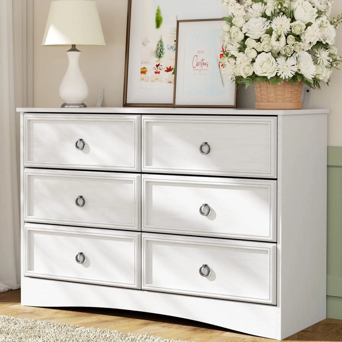 Gray 6 Drawer Wood Dresser P104312