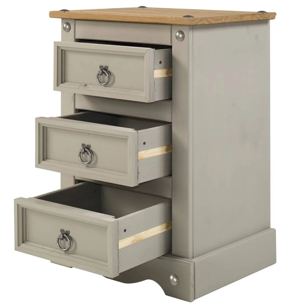 Gray 3 Drawer Wood Nightstand K886
