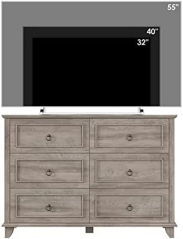 6 Drawer Double Dresser Wood Cabinet A36941