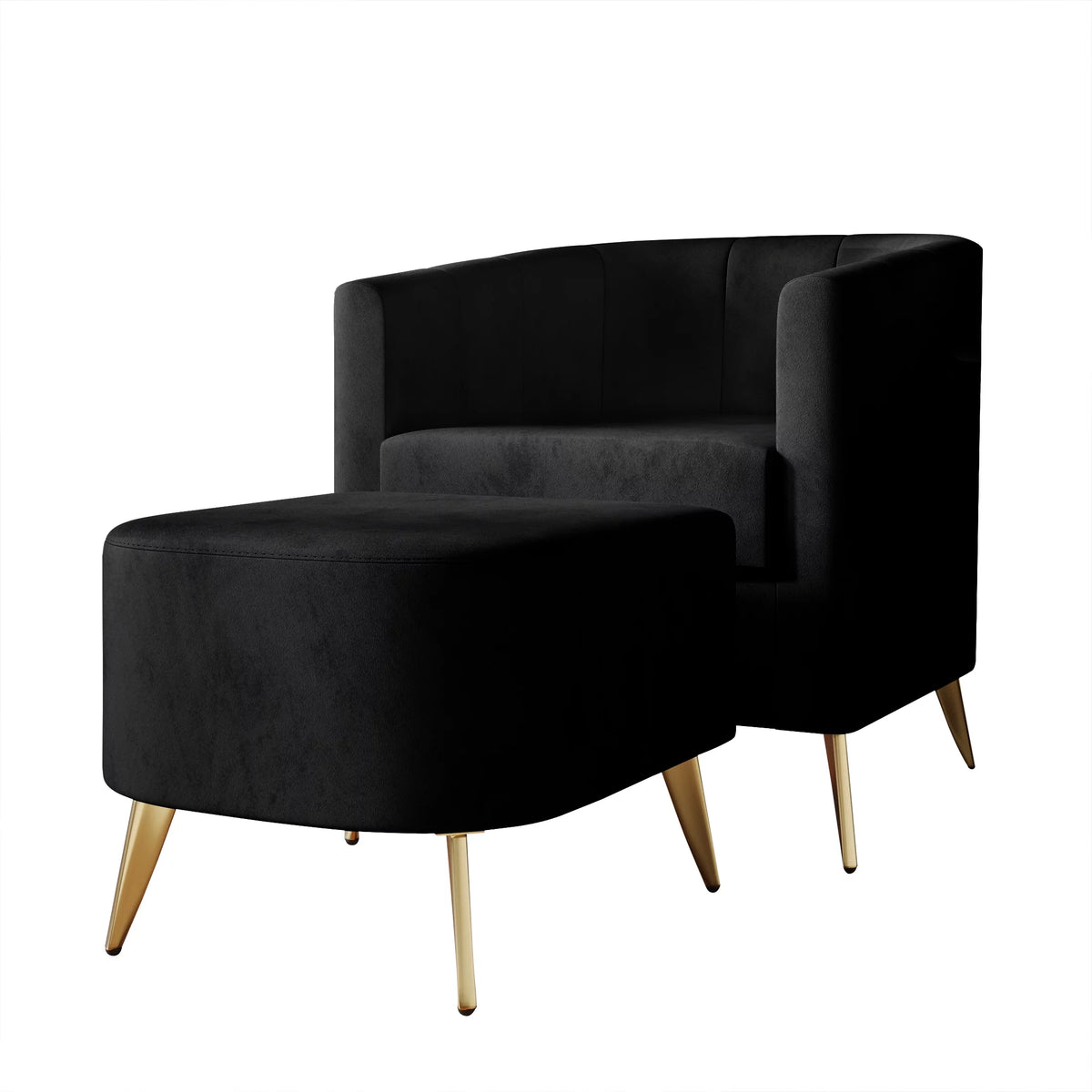 Black Velvet Upholstered Accent Chair with Stool G257659