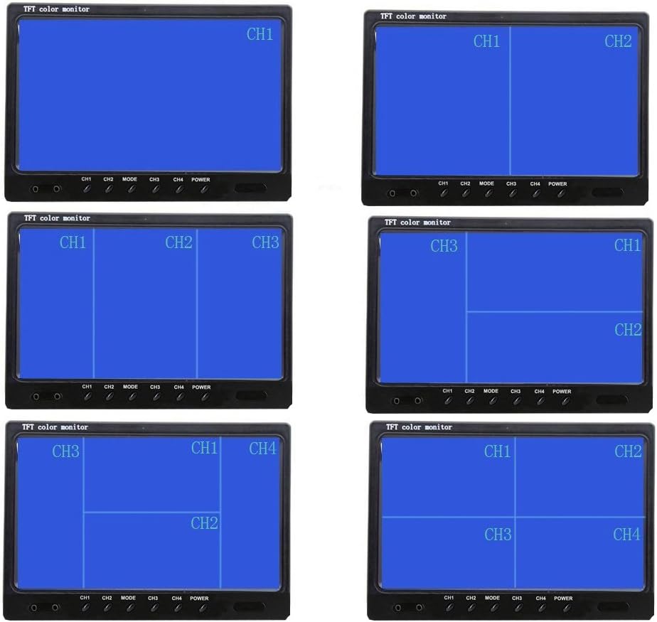 Hard Wired Backup Camera 9'' Quad Split Screen HD Monitor System Pack of 2 O5269