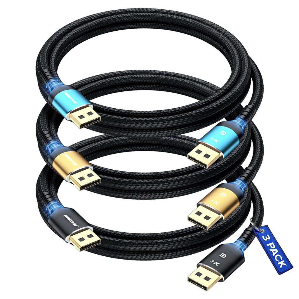 DisplayPort to DisplayPort Cable 10ft 3 Pack 8K@60Hz M391