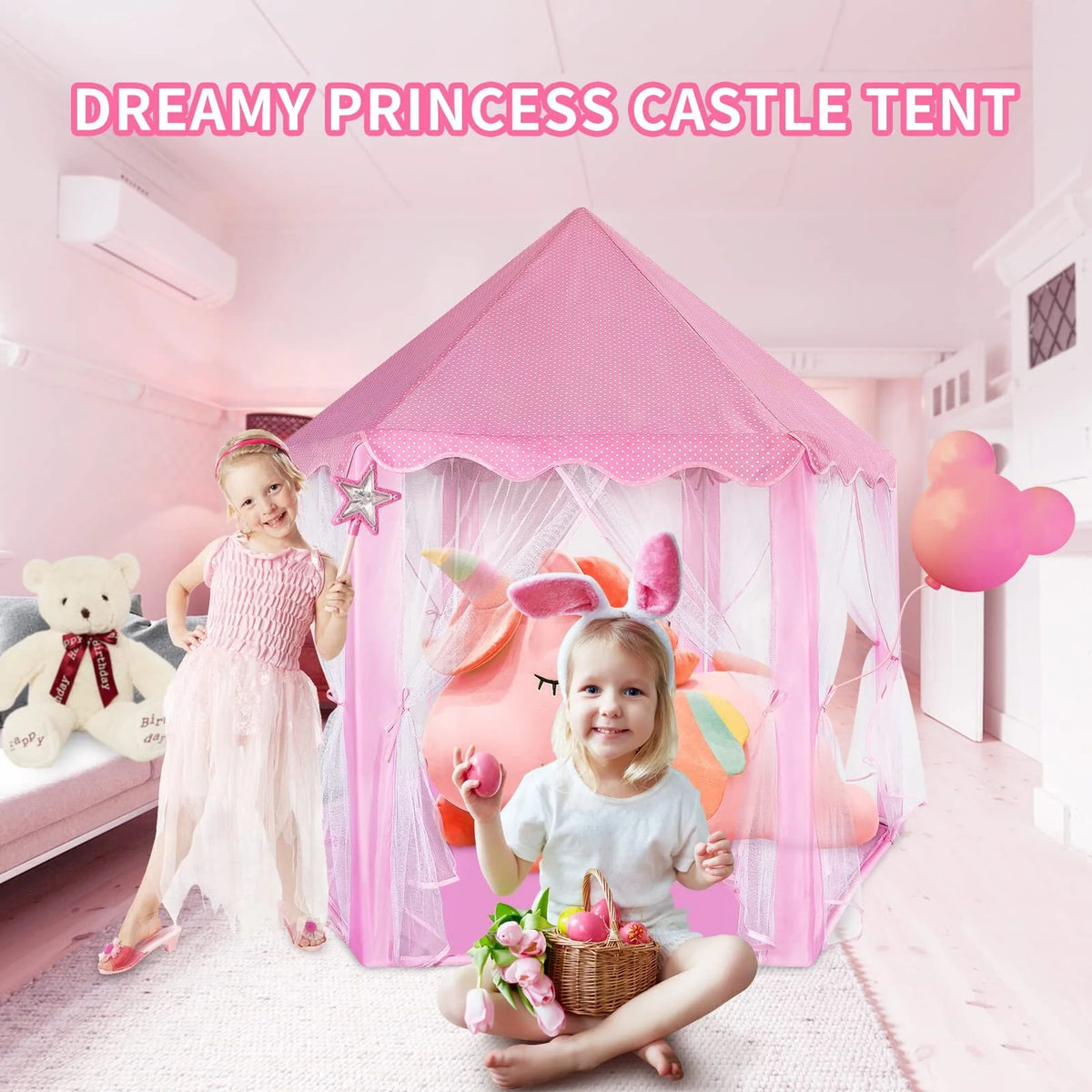 Castle Princess Tents with Lights, Kids Tents for Indoor and Outdoor Play E24800