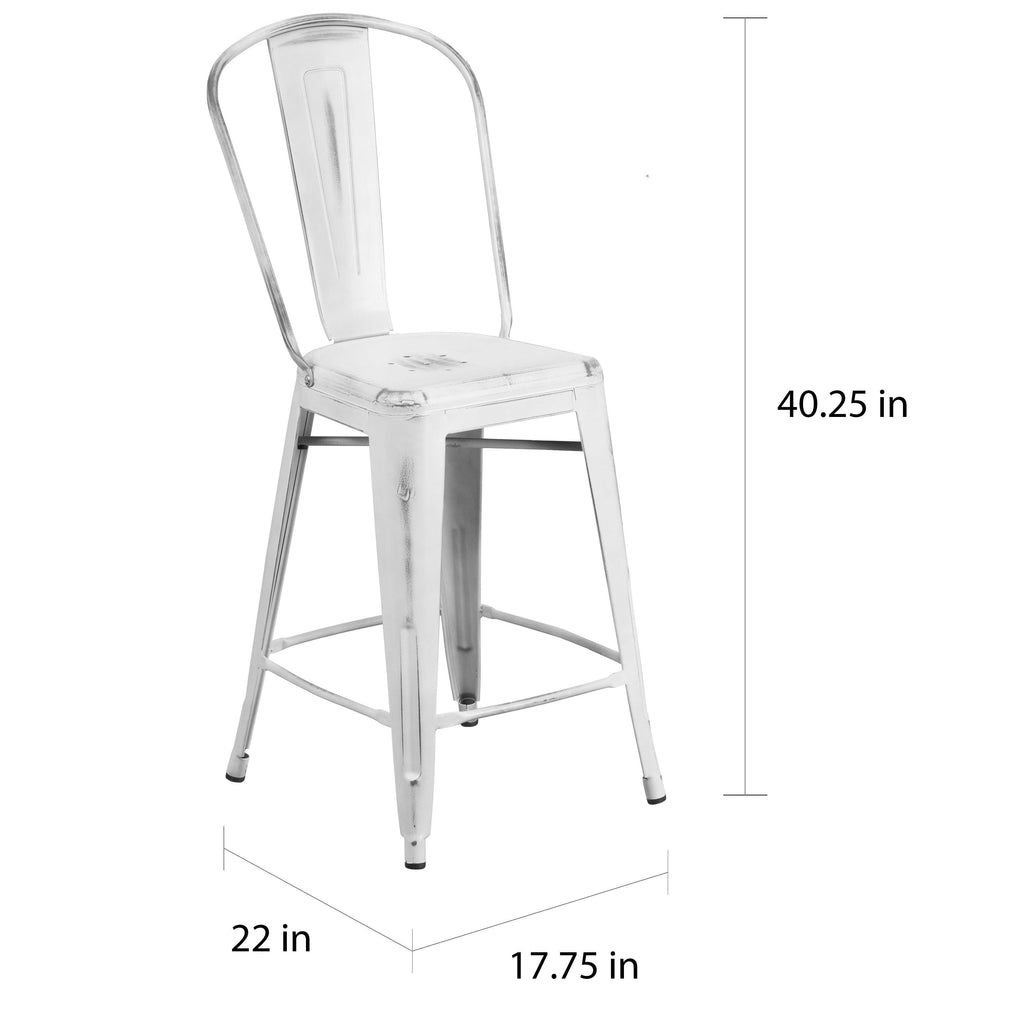 24-Inch Distressed Metal Stool D674597