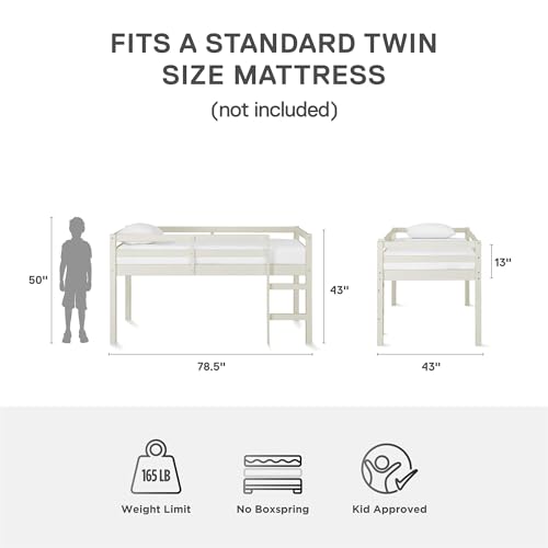 Black Twin Pine Wood Loft Bed with Guard Rail Z6067
