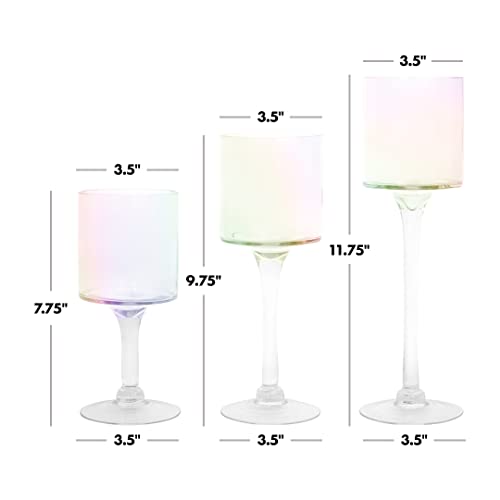Tall Candle Holder Set Of 3 Clear Glass O86619