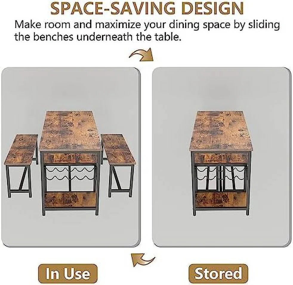 Dining Table Set with 2 Bench and Drawer O9838