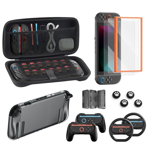 16 in 1 Game Kit: Carrying Case, Screen Protector with Alignment Frame, Steering Wheel, Grip H57298