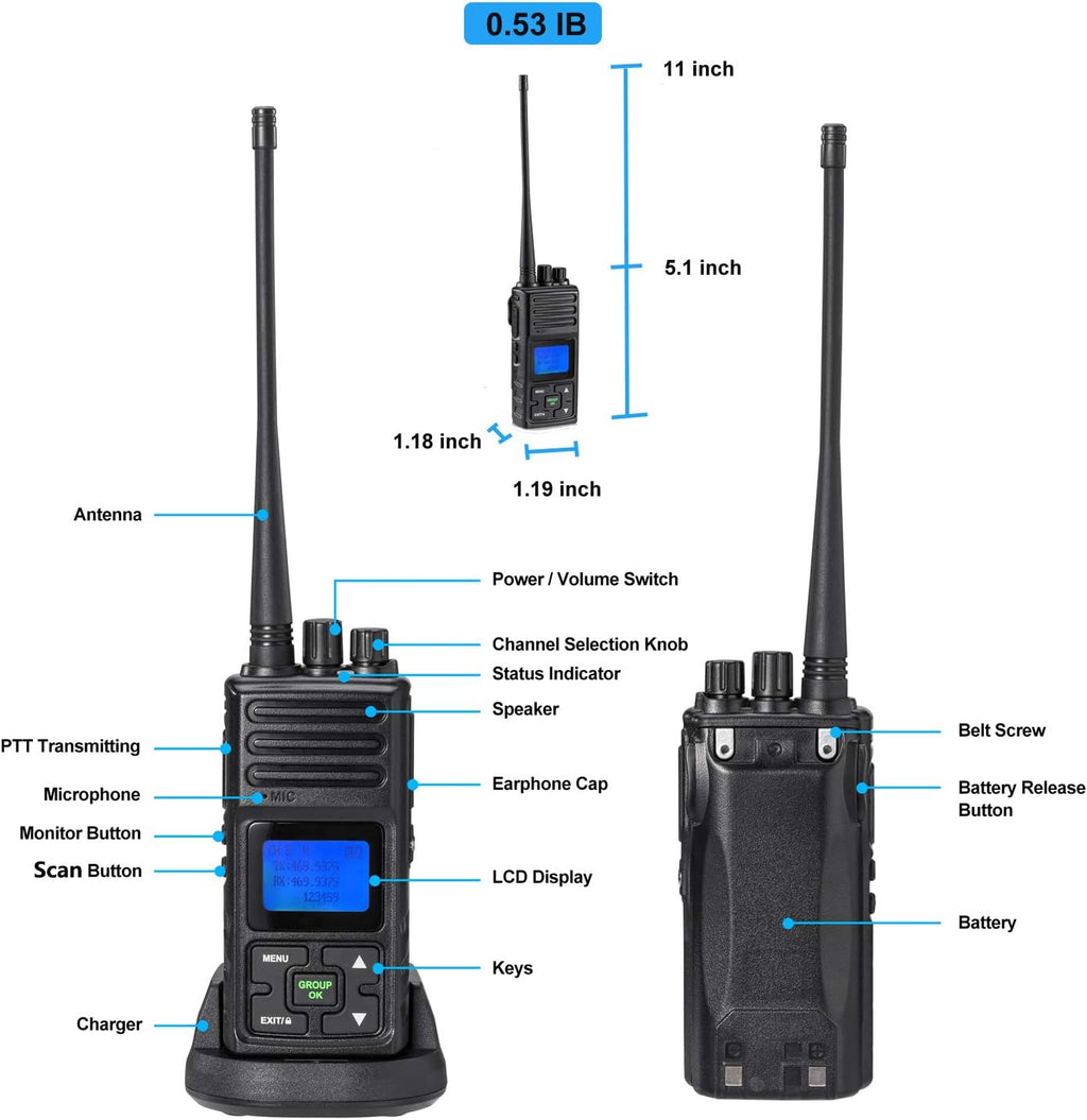 6 Packs UHF Two Way Radio with Earpieces S7398