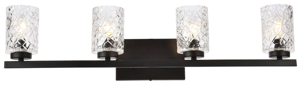 Black 4 Lights Bath Sconce with Clear Shade V630463