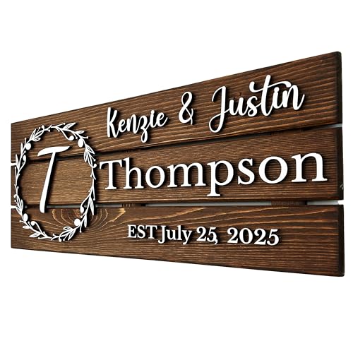 Wooden Monogram Family Sign with Couples Names J4711