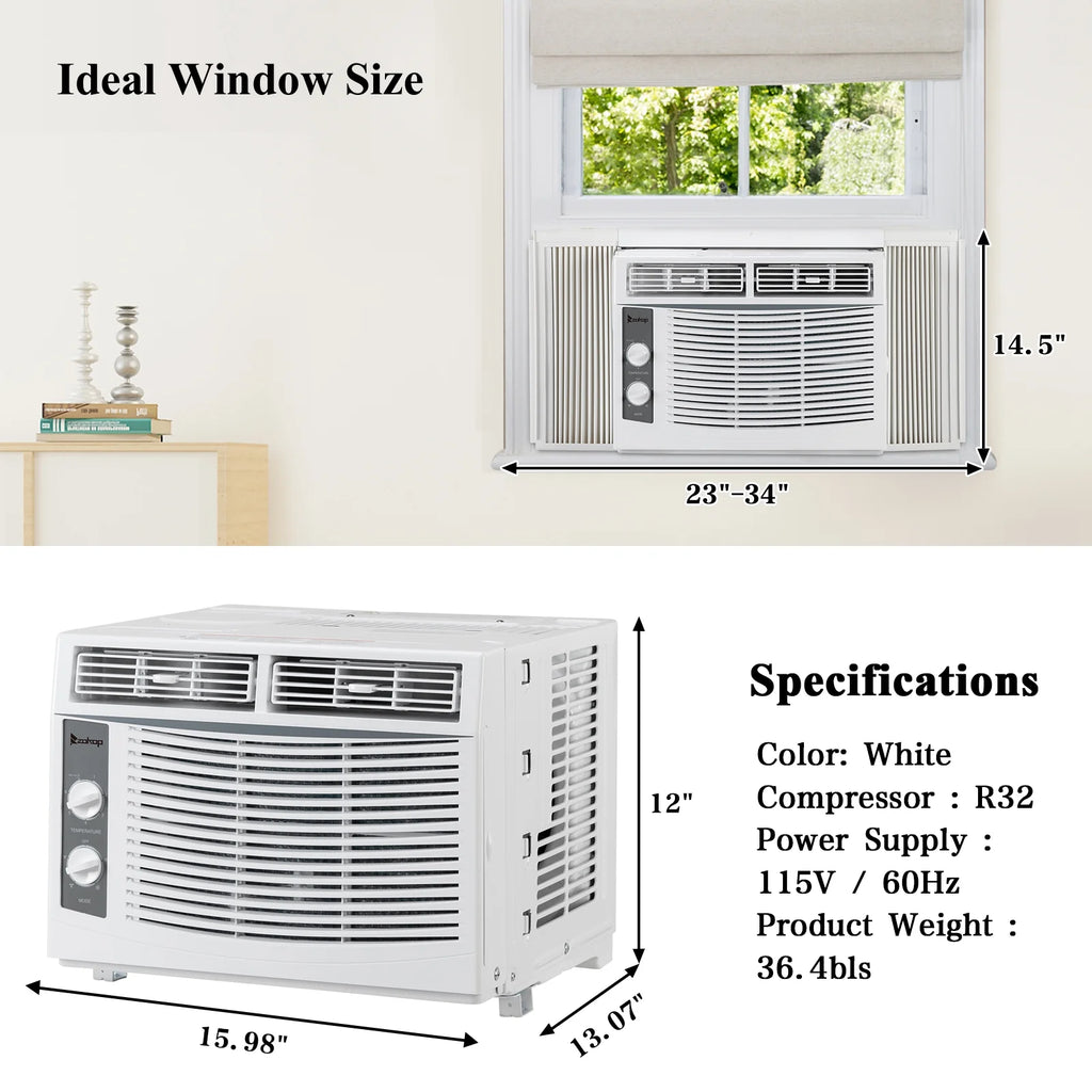 5000 BTU 115V Window-Mounted Compact Air Conditioner, White P692