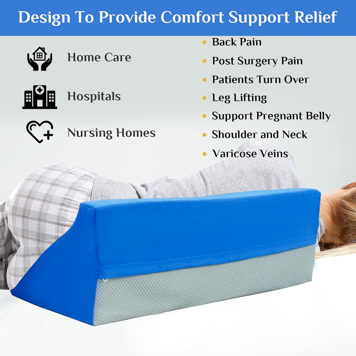 Foam Bed Wedge Pillow 7.87 x 9.84 x 23.62 in. O895