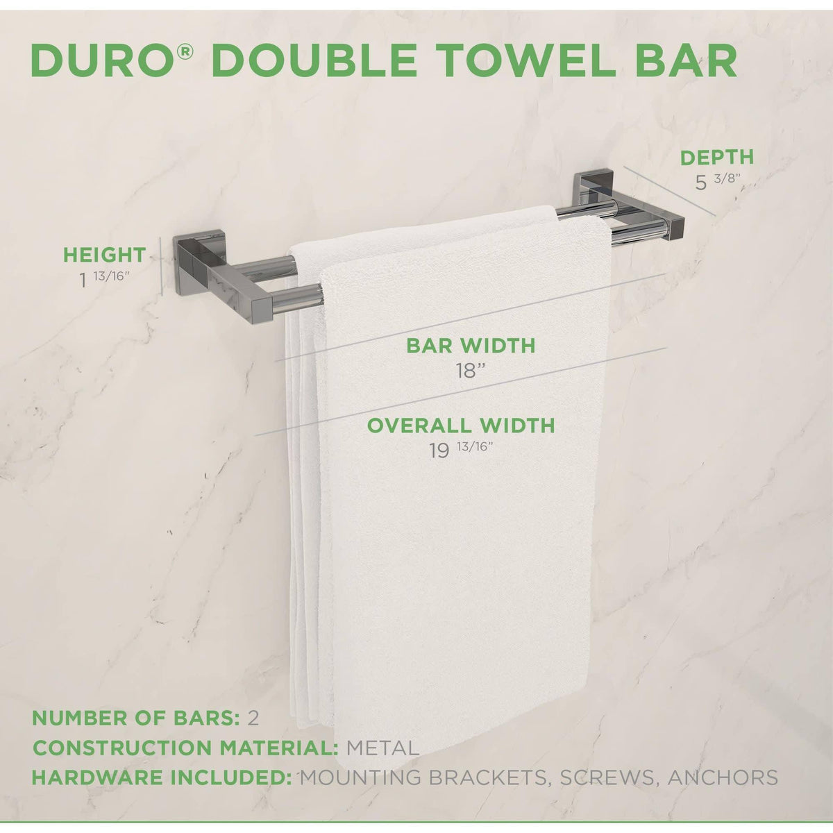 18x22 Double Rail Towel Bar - Satin Nickel V280