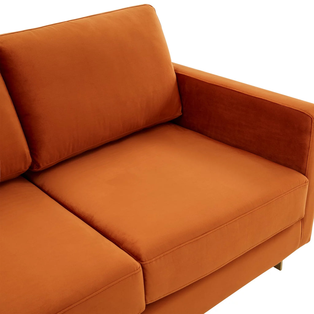 Upholstered Velvet Loveseat with Gold Frame S967