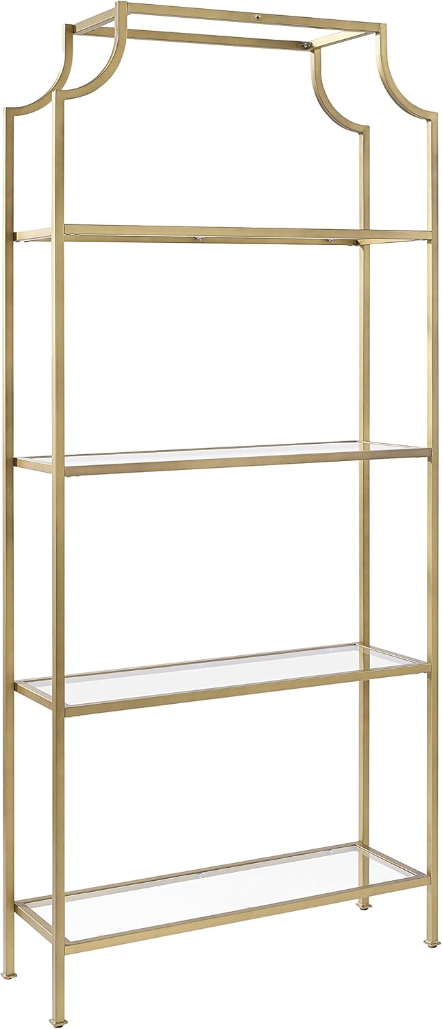 Gold and Glass Narrow Etagere Bookcase C199