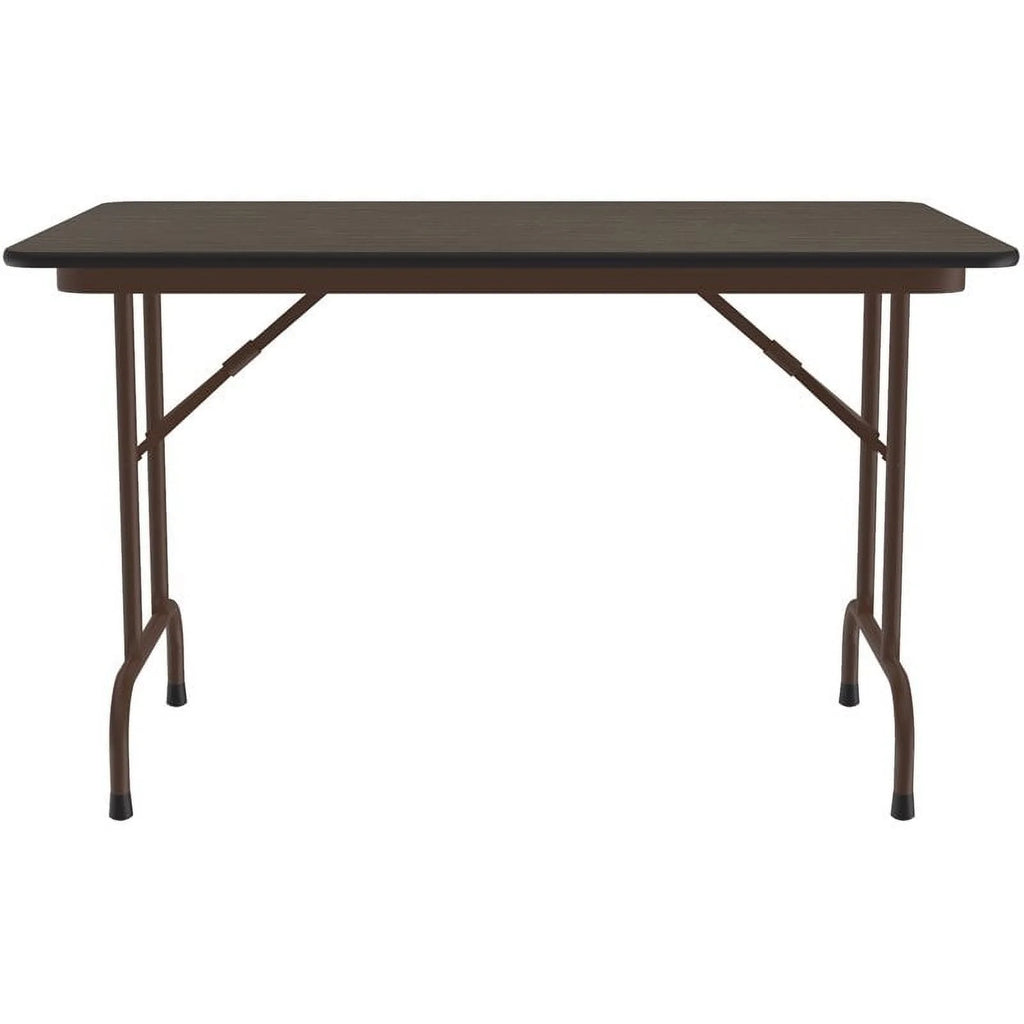 30"W x 48"D Melamine Top Folding Table in Walnut Finish Z8896