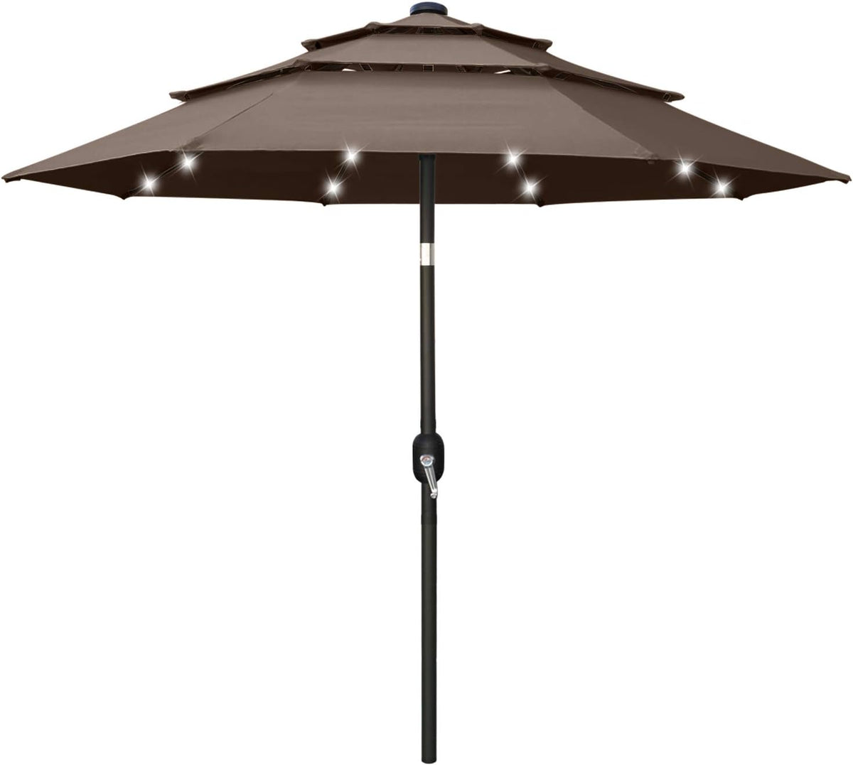 11FT Solar 3 Tiers Market Umbrella with 32 LED Z846939