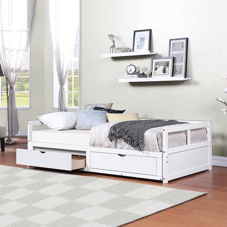 Wooden Daybed with Trundle Bed and Two Storage Drawers P456