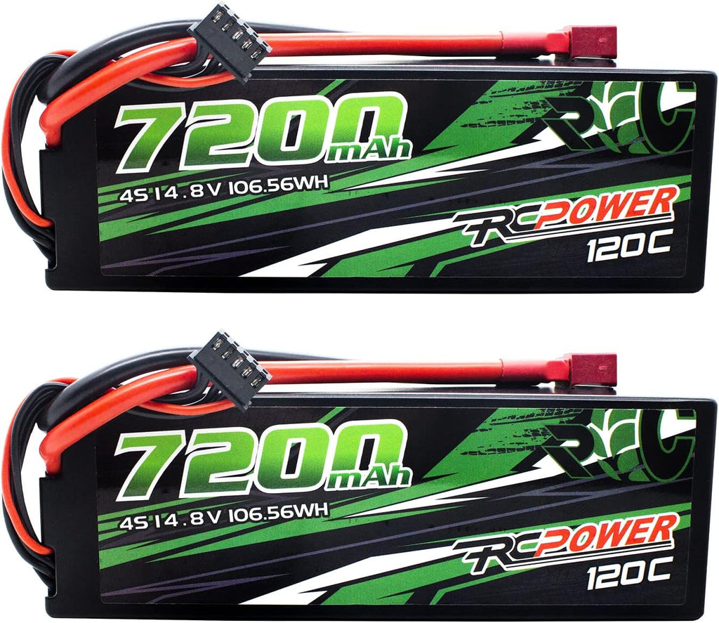 14.8V 7200mAh 4S 120C Hard Case Lipo Battery with T Plug (2Packs) P272