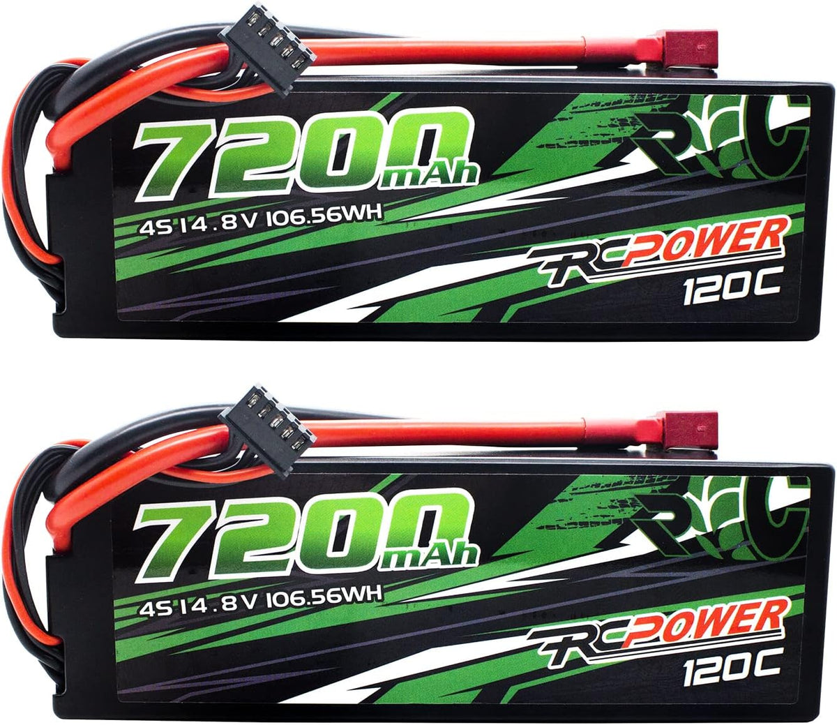 14.8V 7200mAh 4S 120C Hard Case Lipo Battery with T Plug (2Packs) P272