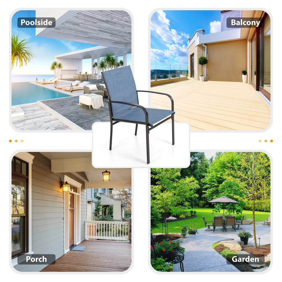 Blue Textilene Outdoor Dining Chair Set of 4 Z5290