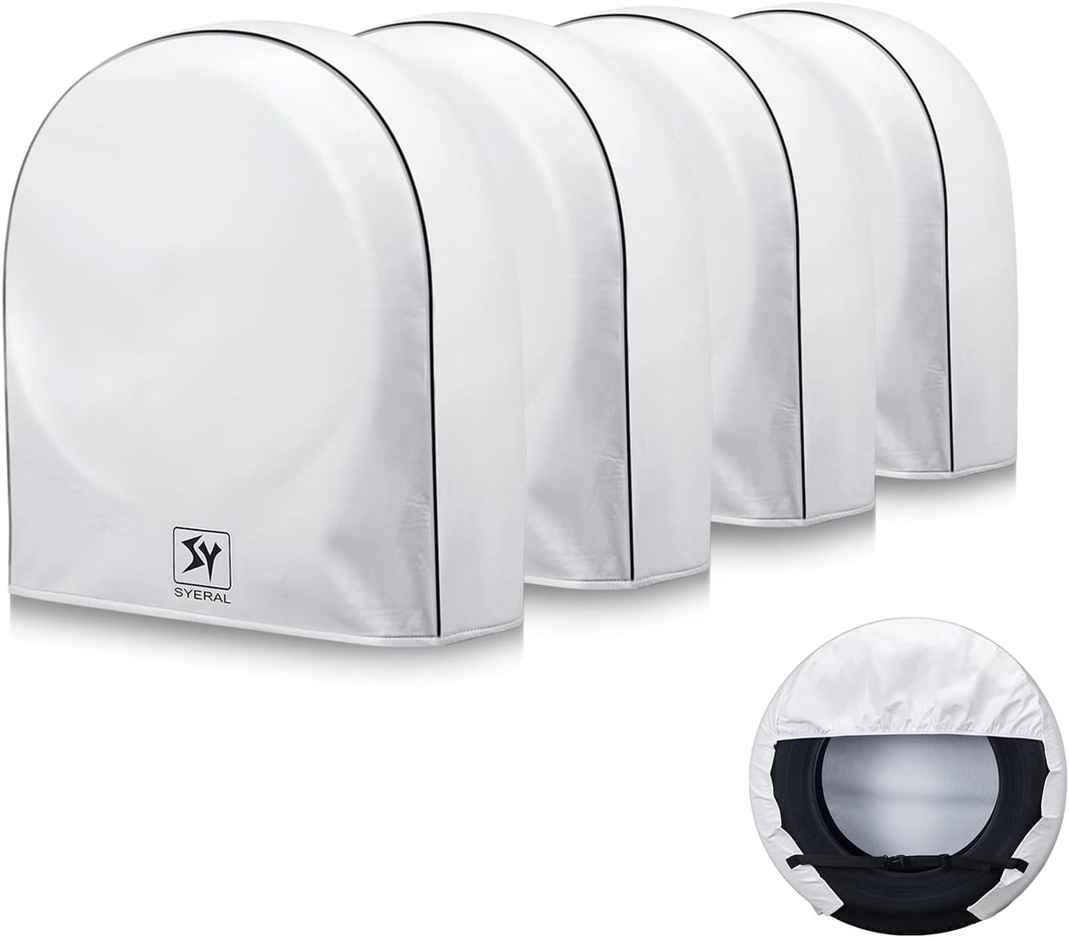 Vinyl Waterproof Dual Tire Covers Set of 2, White, S (27''-29'') T78690