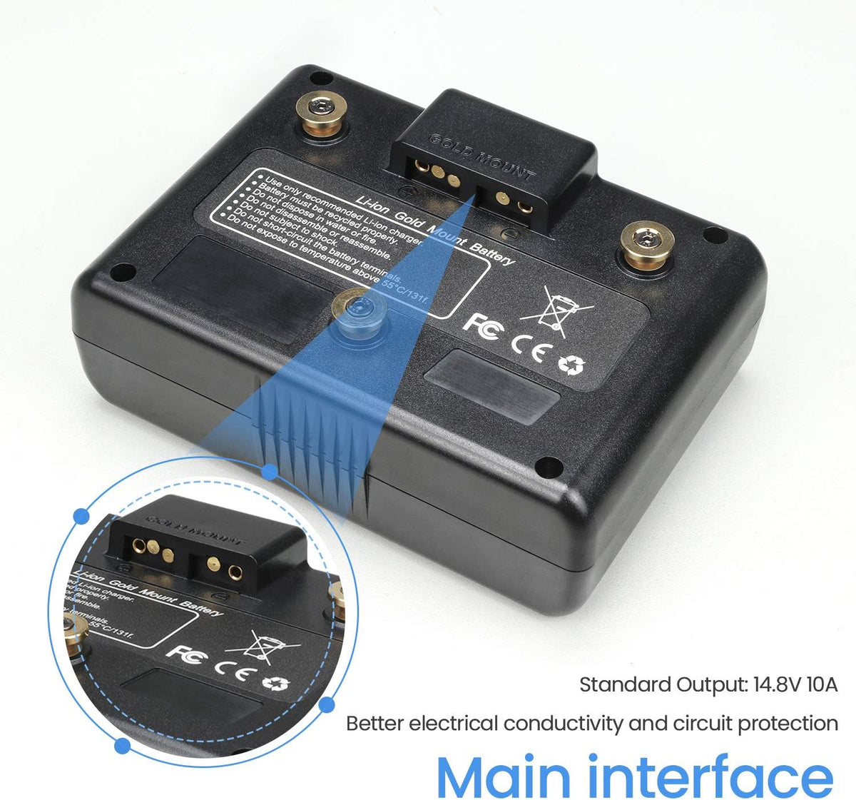 10500mAh Gold Mount Battery with D-tap Charger and Cable B121300