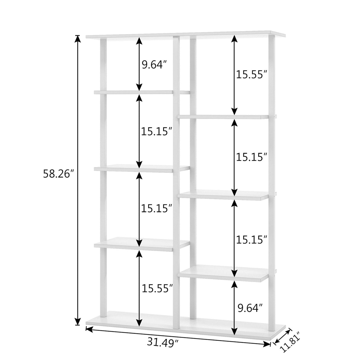 White 5-Tier Bookshelf S55556