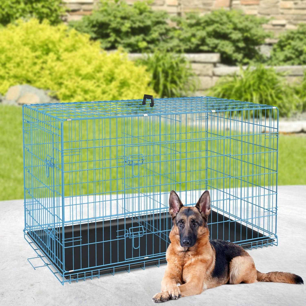 42 inch Foldable Metal Dog Crate with 2 Doors Q277080