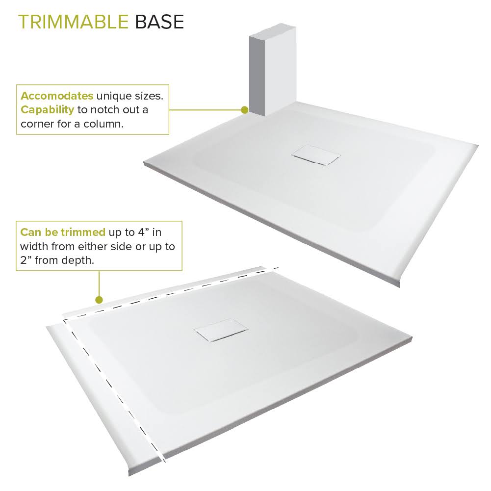 60-in L x 31.5-in Shower Base with Center Drain L258
