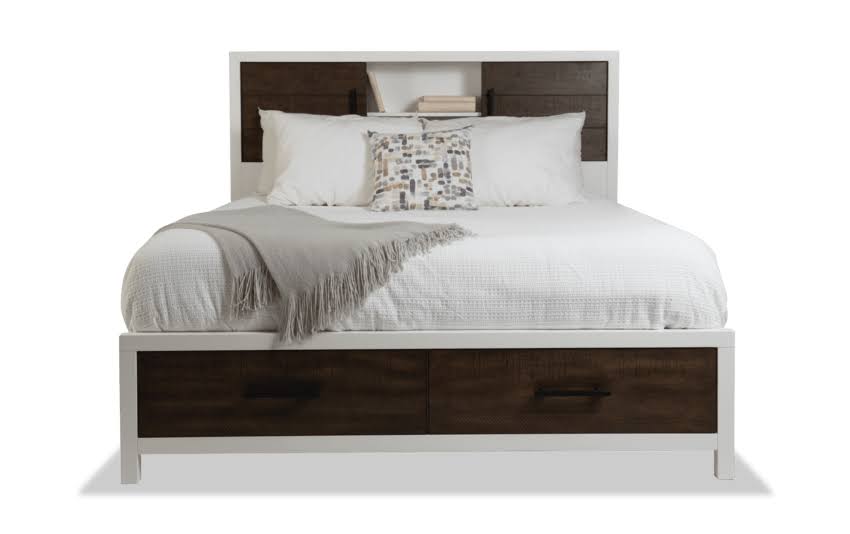 White Brown Twin Bookcase Storage Bed A815717