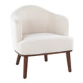 Mid-Century Modern Accent Chair in Walnut Wood and Cream Fabric L13188