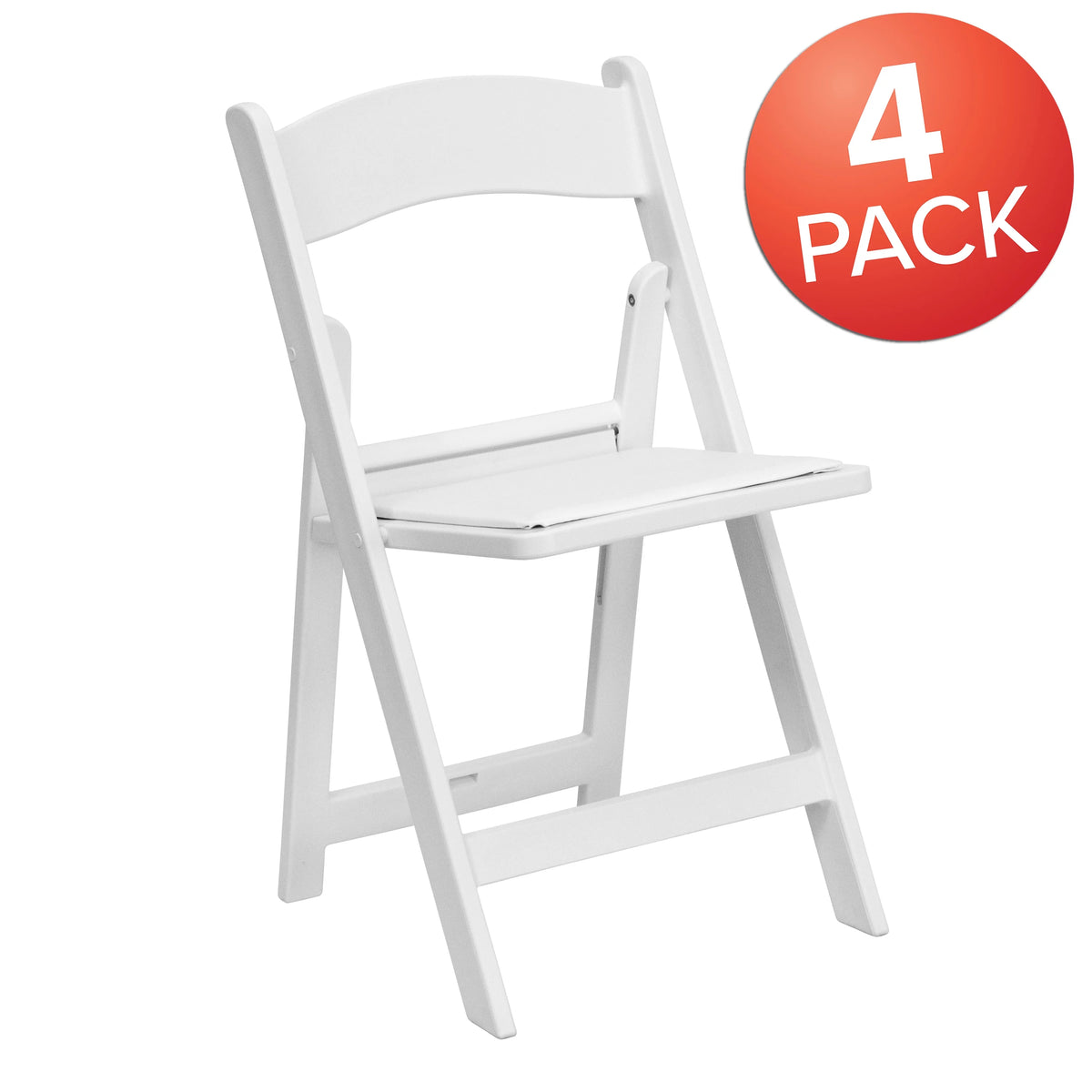 Set of 4 White Resin Folding Chairs B286