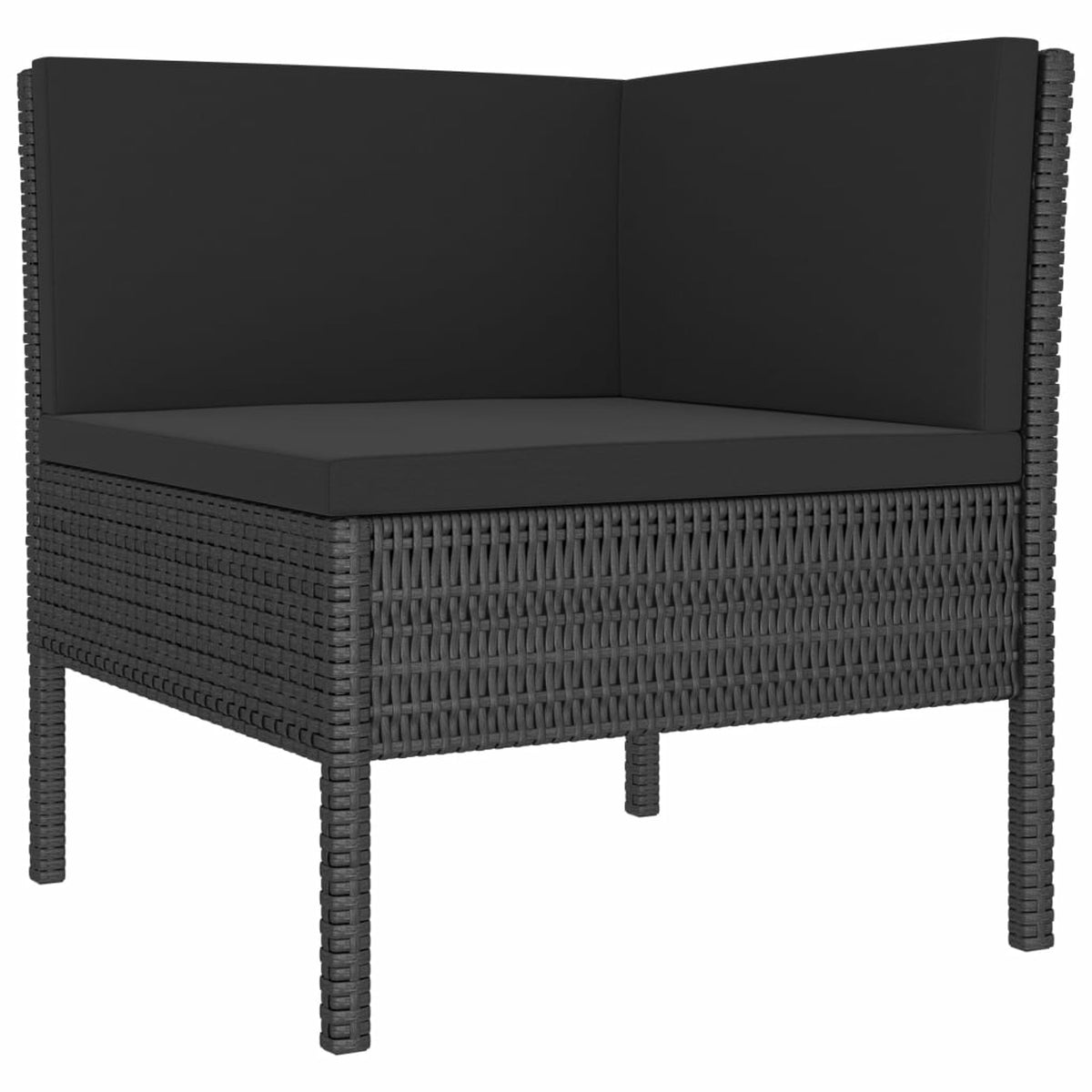 3 Piece Poly Rattan Outdoor Sectional Sofa Set with Cushions Steel Frame J3708