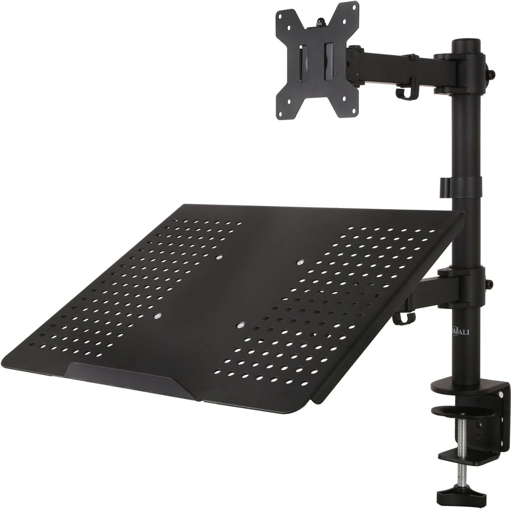 Single LCD Monitor Desk Mount with Extra Laptop Tray, Black, Pack of 2 T7845