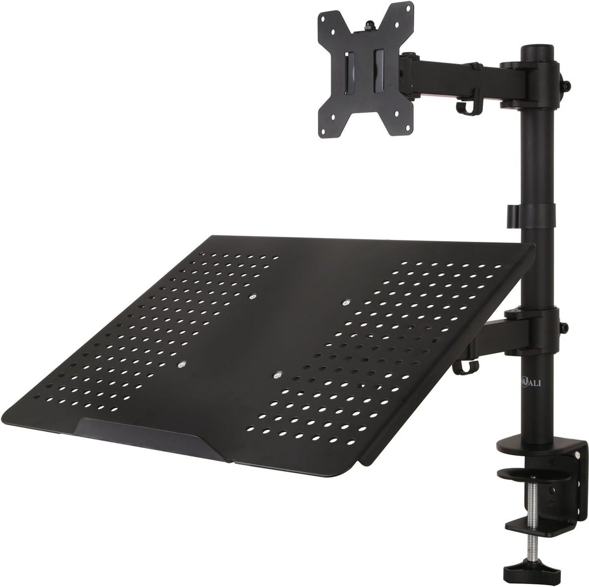 Single LCD Monitor Desk Mount with Extra Laptop Tray, Black, Pack of 2 T7845