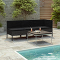 3 Piece Poly Rattan Outdoor Sectional Sofa Set with Cushions Steel Frame J3708