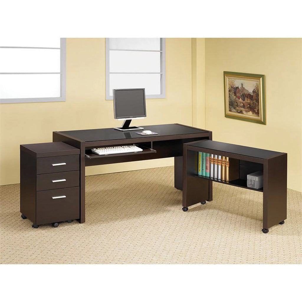 4 Piece Set with Desk Mobile File Cabinet Office Chair and Bookcase R9976