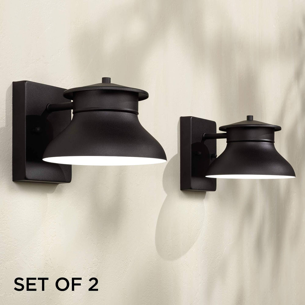 Black LED Outdoor Wall Lights Set of 2 T422