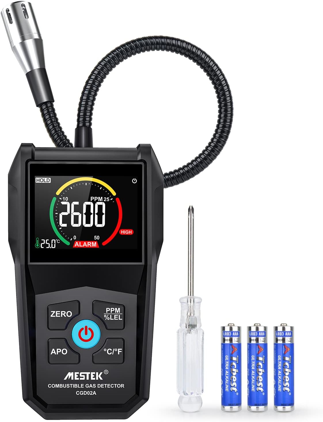 Gas Leak Detector with Alarm and Color LCD Display 0-50000PPM Pack of 2 L644017