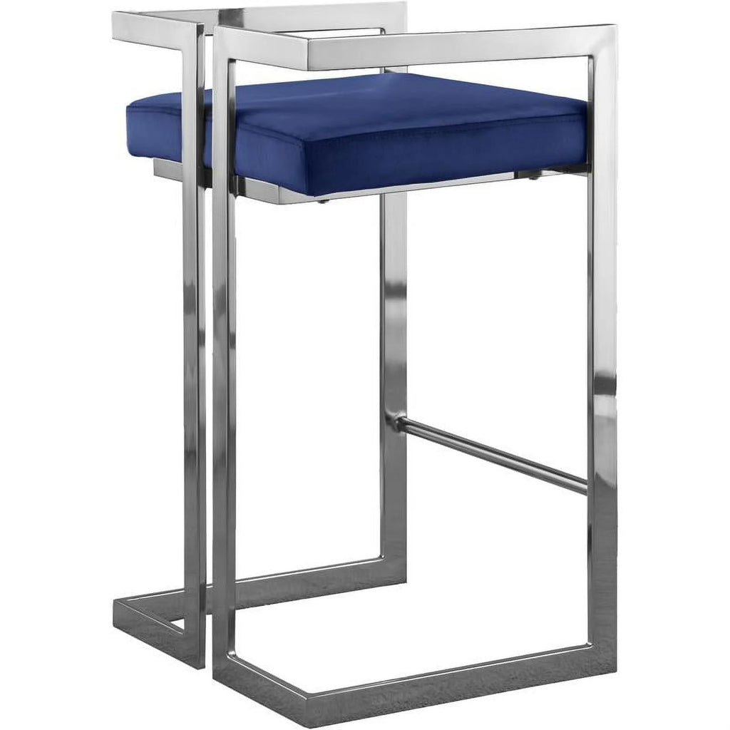 Navy Velvet Counter Stool Set of 2 V42710
