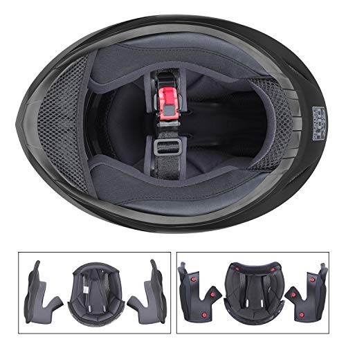 Compact Motorcycle Helmet - Matte Black, Large - Full Face w/ Tinted Visor T199