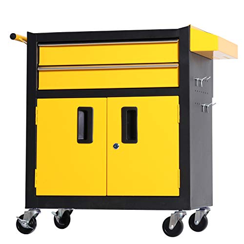 Black Steel Rolling Tool Chest with Lockable Doors T69282