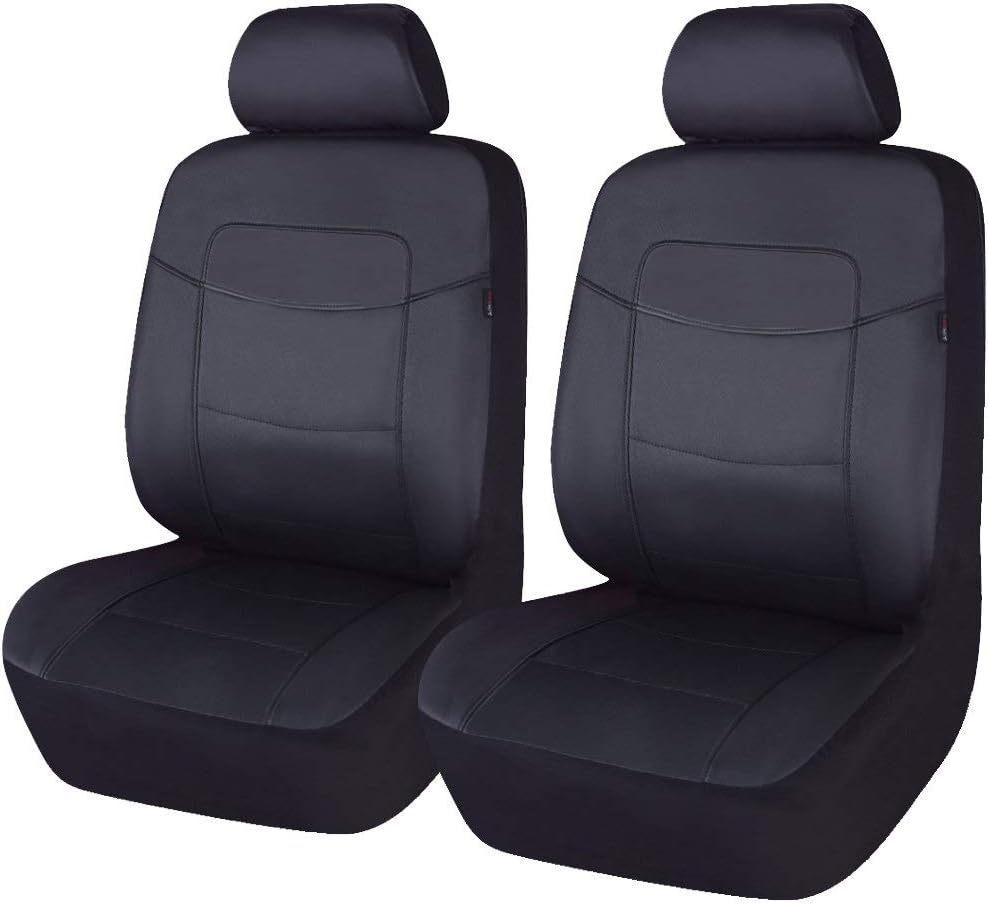 Black Leather Waterproof Car Seat Covers Full Set I774308
