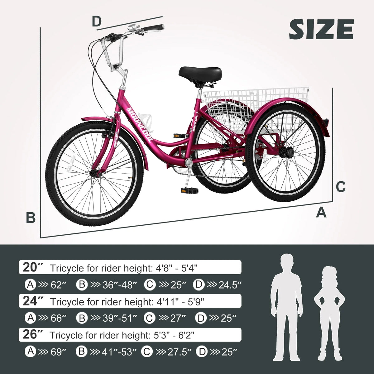 3 Wheel Folding Tricycle 7 Speed Adult Trike P4642