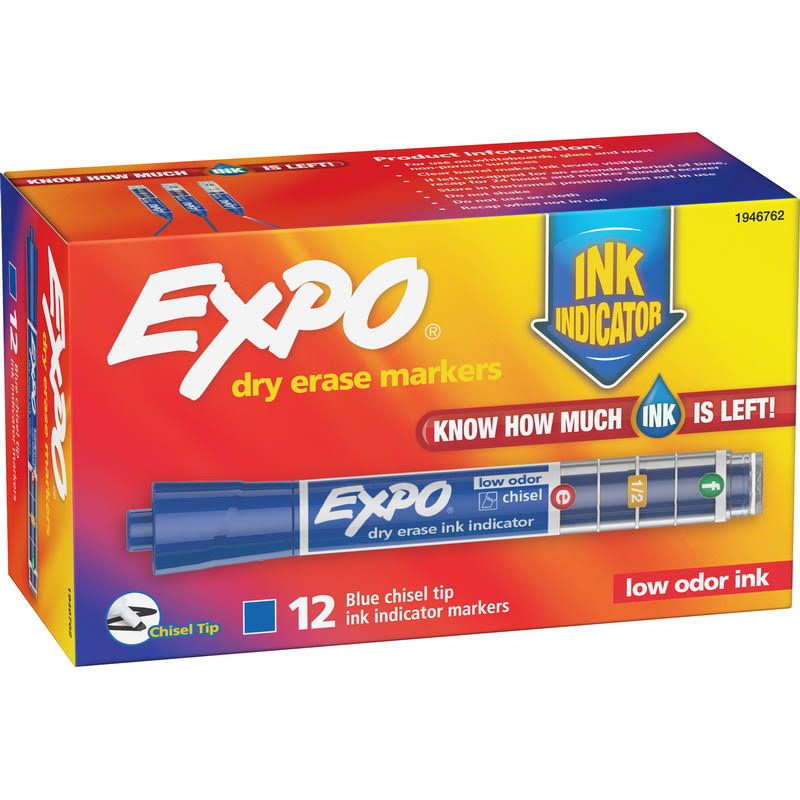 Blue Dry Erase Marker, Chisel Tip, Dozen A2596